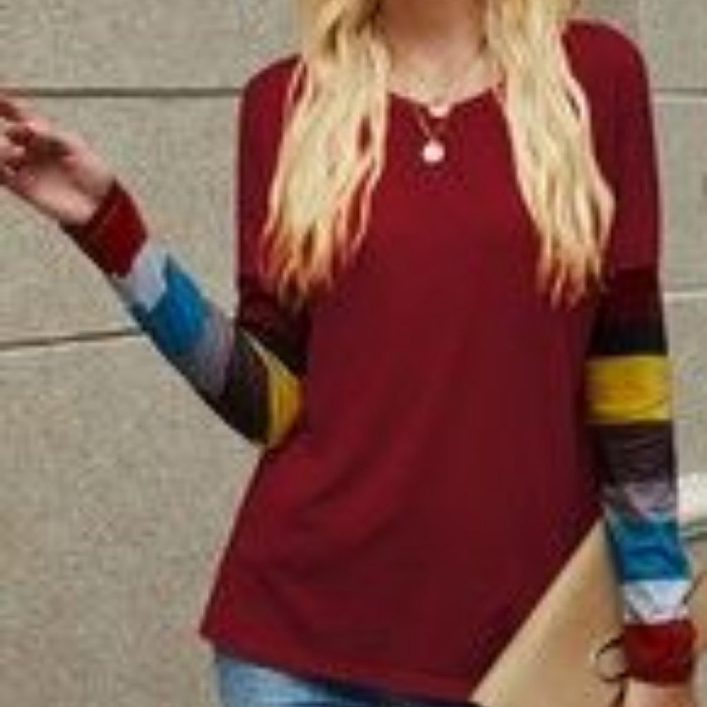 Crew Neck Color Block Top